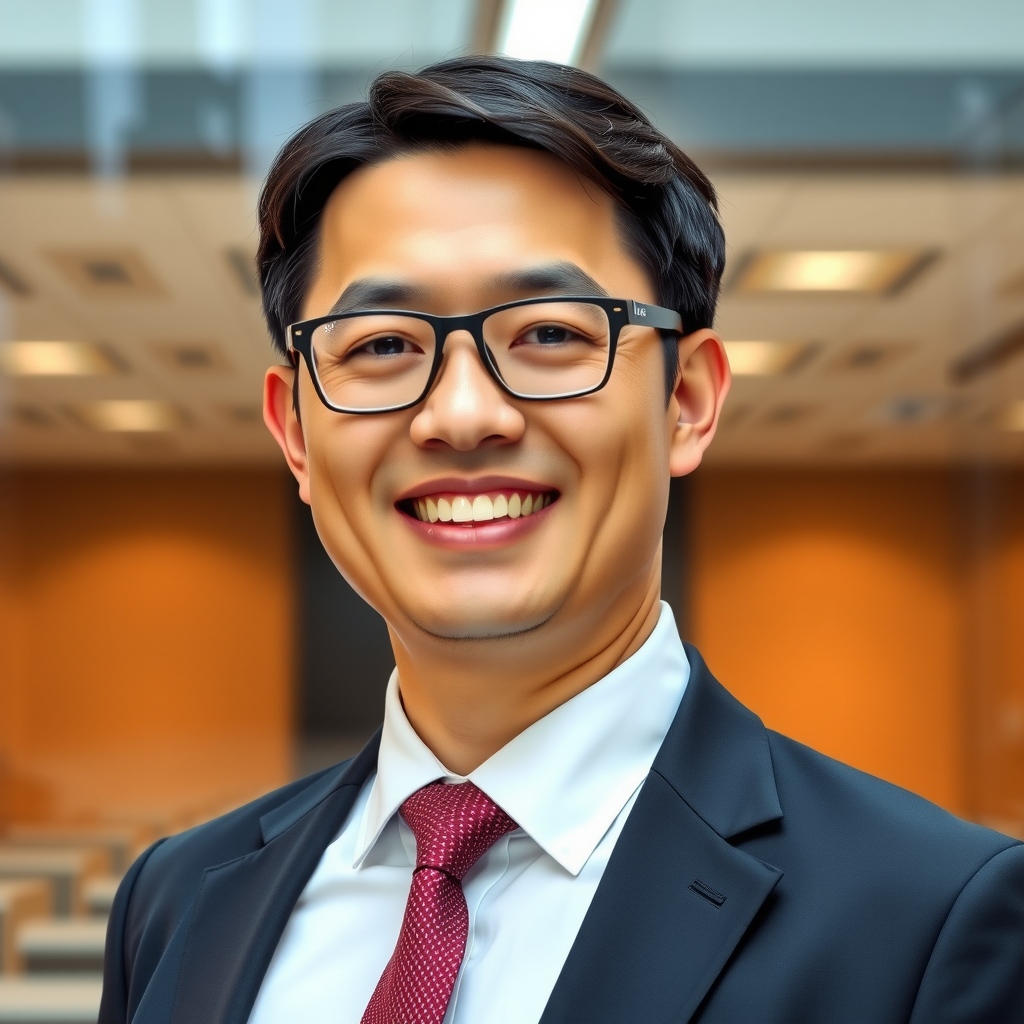 Professional headshot of Michael Chen, Chief Technology Officer, wearing business attire with glasses, displaying a friendly expression against a modern office background