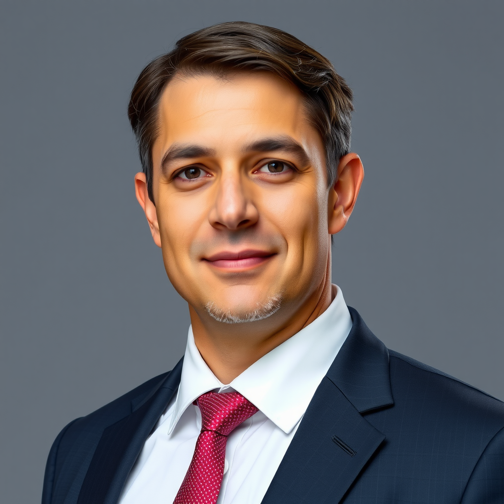 Professional headshot of Kevin Martinez, Information Security Director, wearing business attire with a serious professional expression, CISSP certified cybersecurity expert